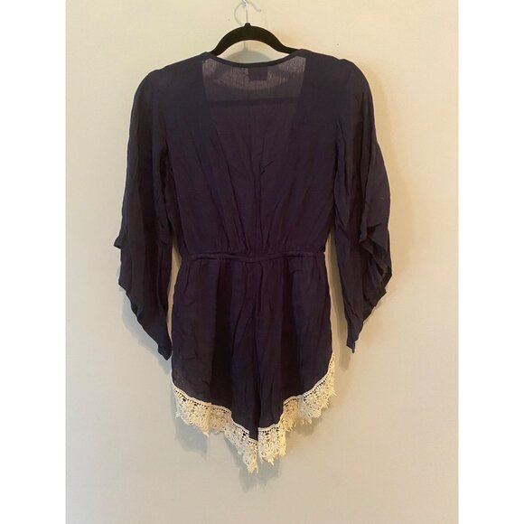 Debbie Dabbie Navy & White Lace Trim Romper Size 8 - Picture 3 of 11